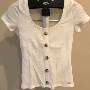 Gorgeous Hollister Button Down Ribbed White Top